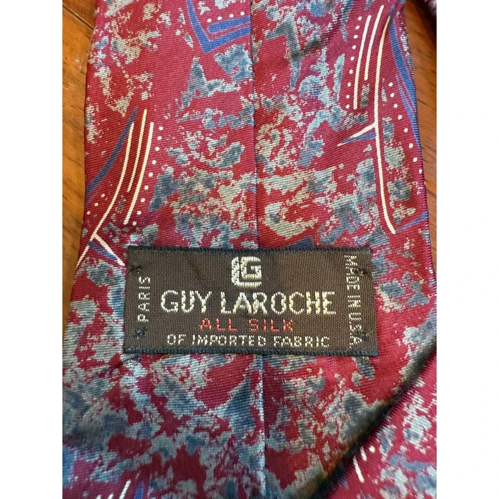 Guy Laroche Vintage Silk Tie Abstract Retro USA | Red Multicolor |‎ 55